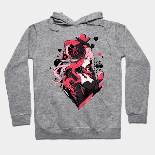 poker girl Hoodie by piratesnow